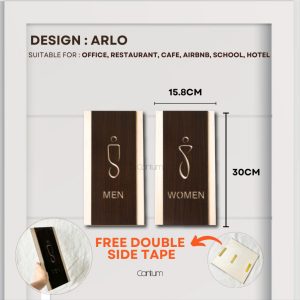 ARLO Walnut wood Toilet sign MEN WOMEN OKU