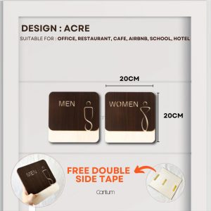 ACRE Walnut wood Toilet sign MEN WOMEN OKU