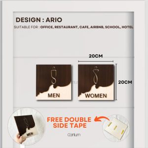 ARIO Walnut wood Toilet sign MEN WOMEN OKU