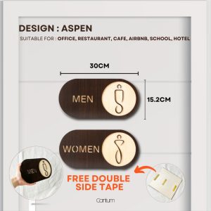 ASPEN Walnut wood Toilet sign MEN WOMEN OKU