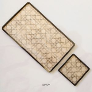 Rattan Wooden Coaster & Placemat Set