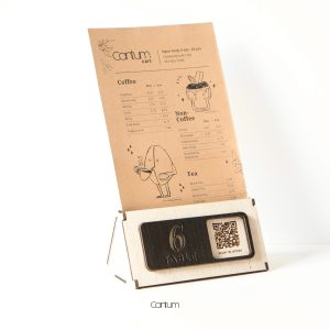 Kiara Wooden Menu Holder with Personalized QR Code