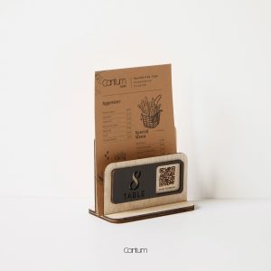 Keevah Wooden Menu Holder with Personalized QR Code