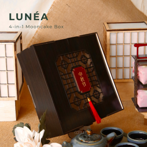 Lunéa Mid-Autumn 2025 With Condiment Wooden Mooncake Box Gift Set 4-in-1 Personalized Engraved